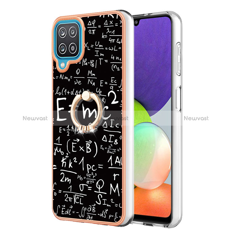 Silicone Candy Rubber Gel Fashionable Pattern Soft Case Cover with Finger Ring Stand YB2 for Samsung Galaxy A12 Nacho Mixed