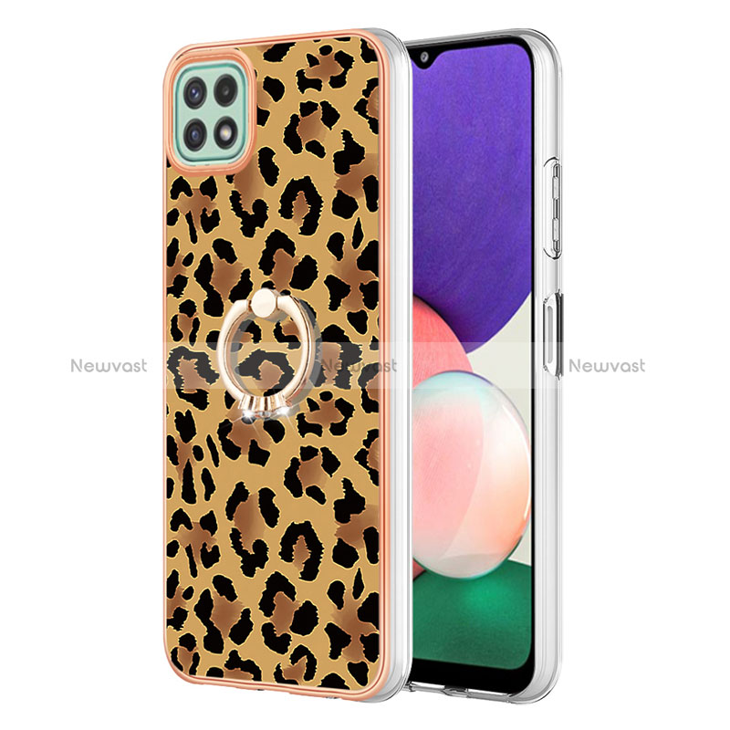 Silicone Candy Rubber Gel Fashionable Pattern Soft Case Cover with Finger Ring Stand YB2 for Samsung Galaxy A22 5G