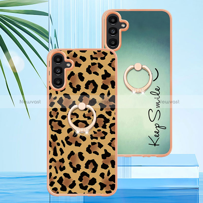 Silicone Candy Rubber Gel Fashionable Pattern Soft Case Cover with Finger Ring Stand YB2 for Samsung Galaxy A34 5G