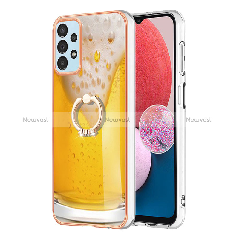 Silicone Candy Rubber Gel Fashionable Pattern Soft Case Cover with Finger Ring Stand YB2 for Samsung Galaxy A52s 5G