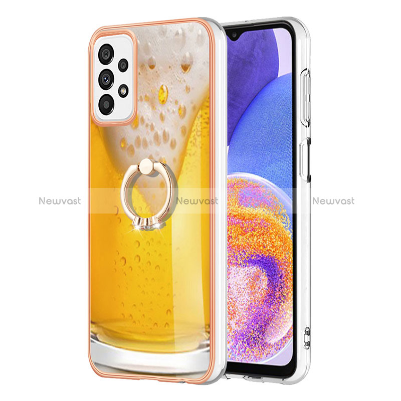 Silicone Candy Rubber Gel Fashionable Pattern Soft Case Cover with Finger Ring Stand YB2 for Samsung Galaxy A72 5G