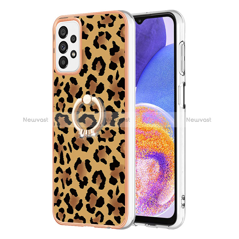 Silicone Candy Rubber Gel Fashionable Pattern Soft Case Cover with Finger Ring Stand YB2 for Samsung Galaxy A73 5G