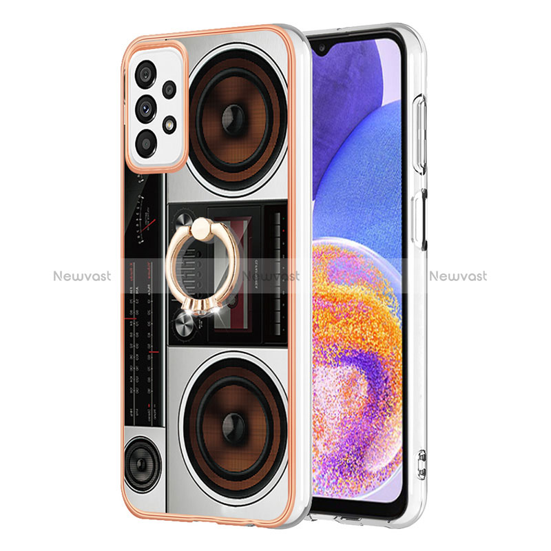 Silicone Candy Rubber Gel Fashionable Pattern Soft Case Cover with Finger Ring Stand YB2 for Samsung Galaxy A73 5G Colorful