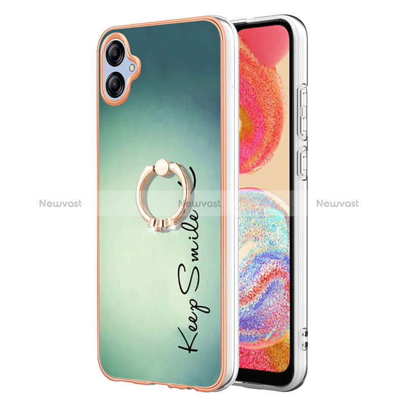 Silicone Candy Rubber Gel Fashionable Pattern Soft Case Cover with Finger Ring Stand YB2 for Samsung Galaxy M04