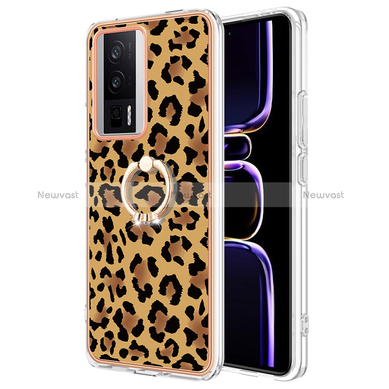 Silicone Candy Rubber Gel Fashionable Pattern Soft Case Cover with Finger Ring Stand YB2 for Xiaomi Redmi K60 5G