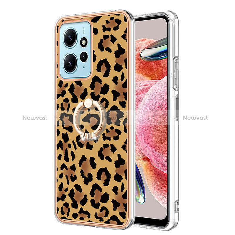 Silicone Candy Rubber Gel Fashionable Pattern Soft Case Cover with Finger Ring Stand YB2 for Xiaomi Redmi Note 12 4G