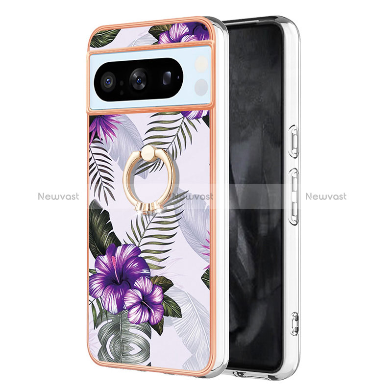 Silicone Candy Rubber Gel Fashionable Pattern Soft Case Cover with Finger Ring Stand YB3 for Google Pixel 8 Pro 5G