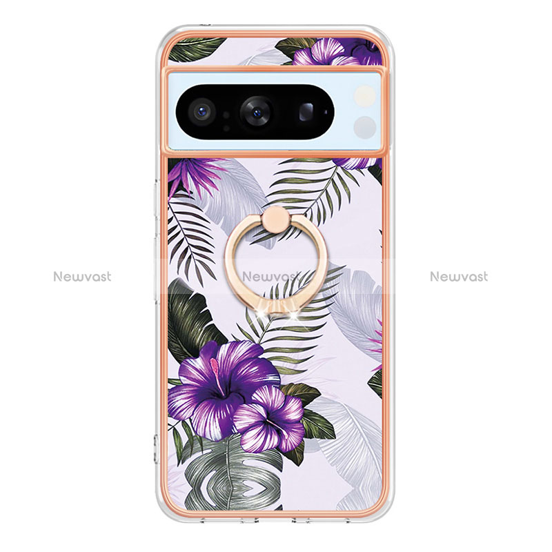 Silicone Candy Rubber Gel Fashionable Pattern Soft Case Cover with Finger Ring Stand YB3 for Google Pixel 8 Pro 5G