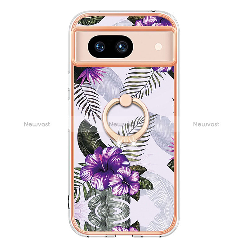 Silicone Candy Rubber Gel Fashionable Pattern Soft Case Cover with Finger Ring Stand YB3 for Google Pixel 8a 5G