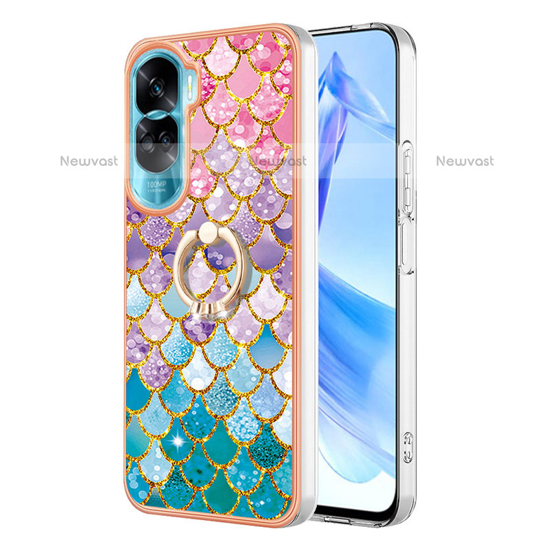 Silicone Candy Rubber Gel Fashionable Pattern Soft Case Cover with Finger Ring Stand YB3 for Huawei Honor 90 Lite 5G