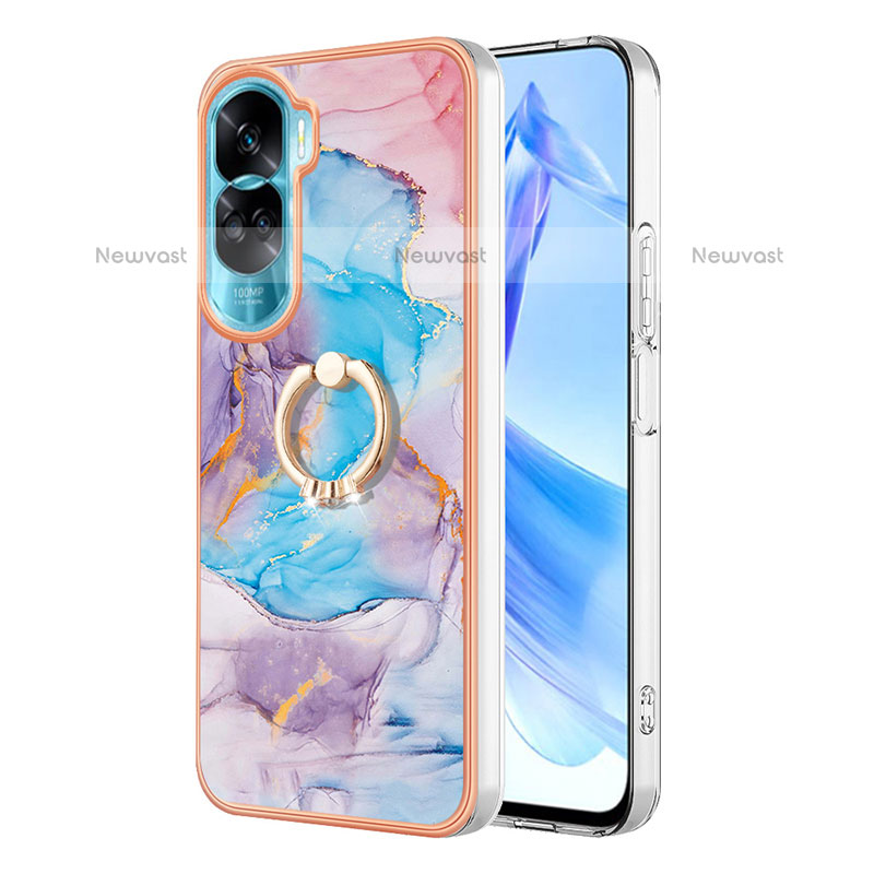 Silicone Candy Rubber Gel Fashionable Pattern Soft Case Cover with Finger Ring Stand YB3 for Huawei Honor 90 Lite 5G