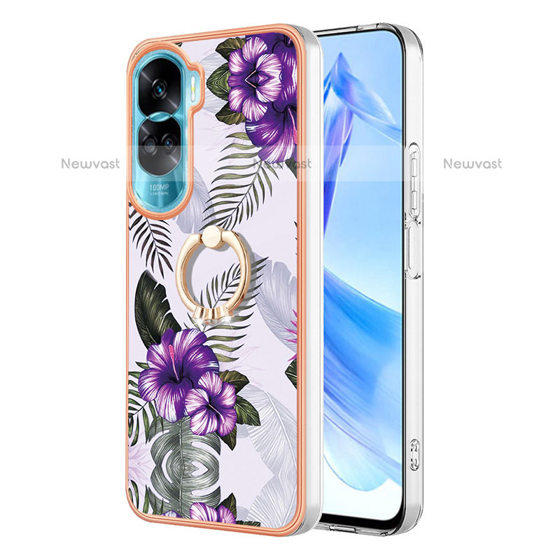 Silicone Candy Rubber Gel Fashionable Pattern Soft Case Cover with Finger Ring Stand YB3 for Huawei Honor 90 Lite 5G