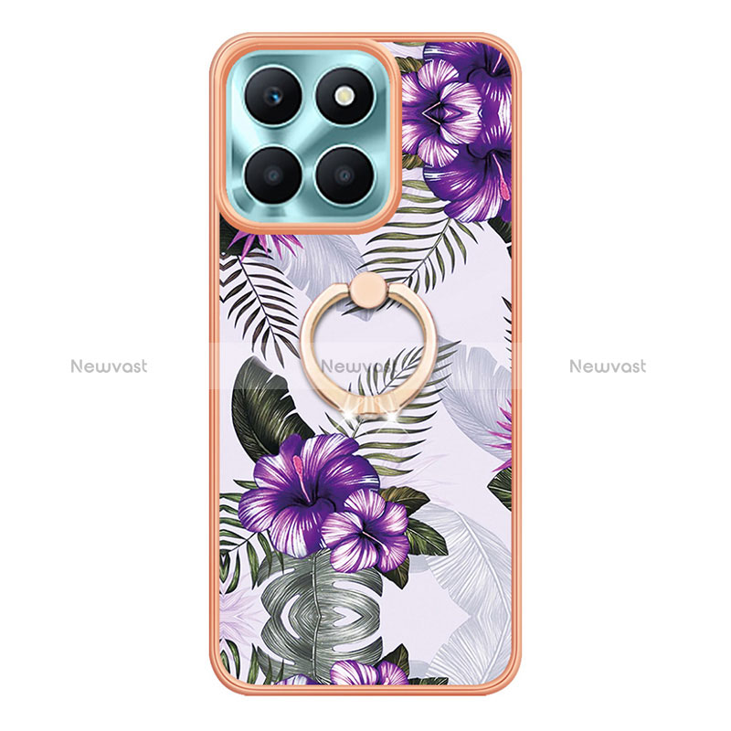 Silicone Candy Rubber Gel Fashionable Pattern Soft Case Cover with Finger Ring Stand YB3 for Huawei Honor X6a