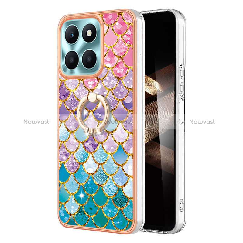 Silicone Candy Rubber Gel Fashionable Pattern Soft Case Cover with Finger Ring Stand YB3 for Huawei Honor X8b