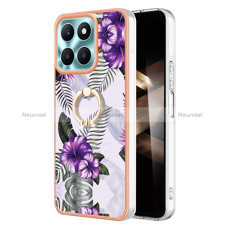 Silicone Candy Rubber Gel Fashionable Pattern Soft Case Cover with Finger Ring Stand YB3 for Huawei Honor X8b