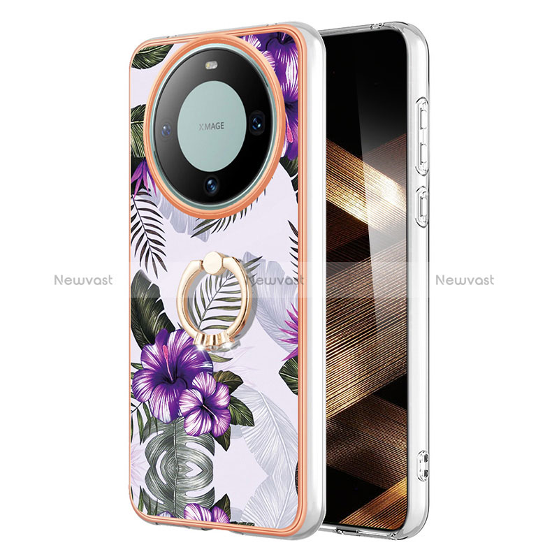 Silicone Candy Rubber Gel Fashionable Pattern Soft Case Cover with Finger Ring Stand YB3 for Huawei Mate 60