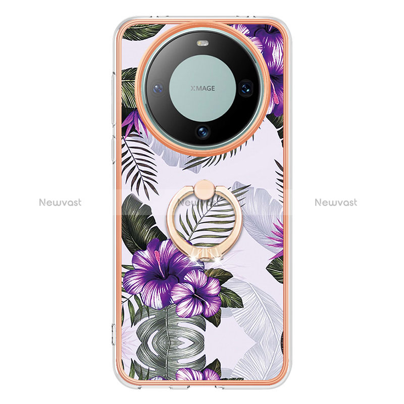 Silicone Candy Rubber Gel Fashionable Pattern Soft Case Cover with Finger Ring Stand YB3 for Huawei Mate 60 Pro+ Plus