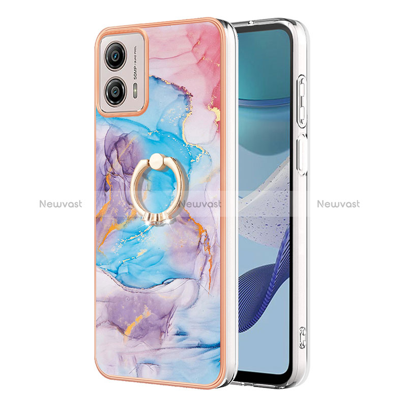 Silicone Candy Rubber Gel Fashionable Pattern Soft Case Cover with Finger Ring Stand YB3 for Motorola Moto G53 5G