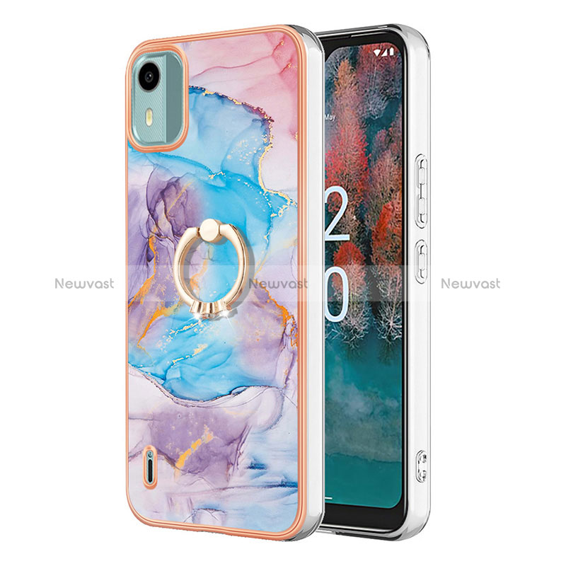 Silicone Candy Rubber Gel Fashionable Pattern Soft Case Cover with Finger Ring Stand YB3 for Nokia C12