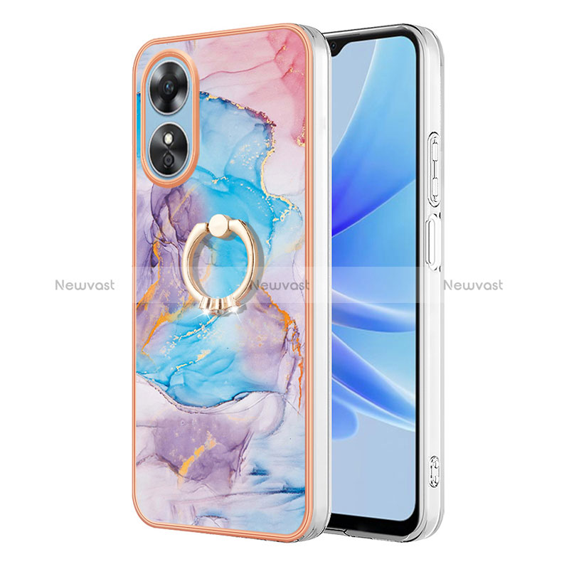 Silicone Candy Rubber Gel Fashionable Pattern Soft Case Cover with Finger Ring Stand YB3 for Oppo A17