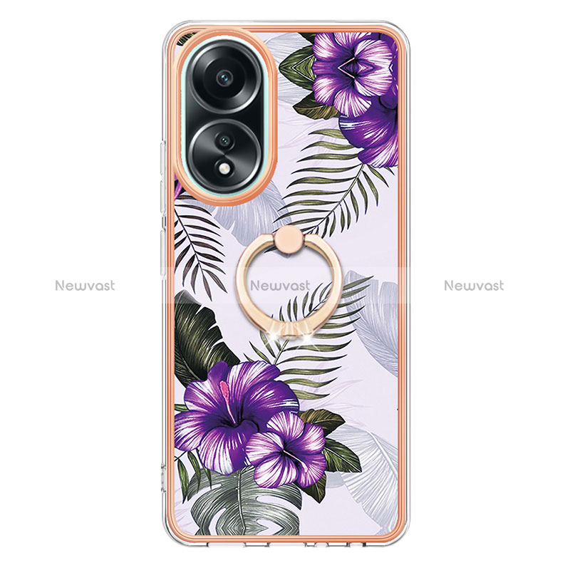 Silicone Candy Rubber Gel Fashionable Pattern Soft Case Cover with Finger Ring Stand YB3 for Oppo A18