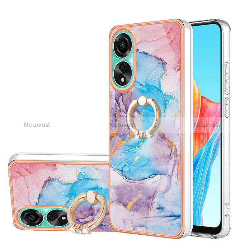 Silicone Candy Rubber Gel Fashionable Pattern Soft Case Cover with Finger Ring Stand YB3 for Oppo A78 4G