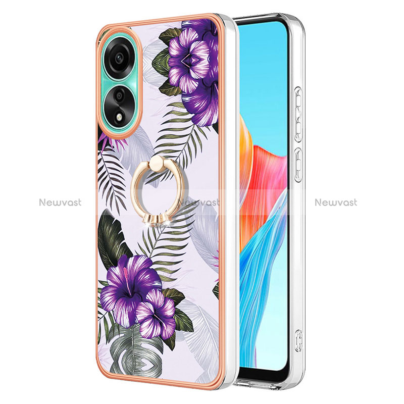 Silicone Candy Rubber Gel Fashionable Pattern Soft Case Cover with Finger Ring Stand YB3 for Oppo A78 4G