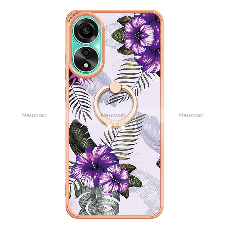 Silicone Candy Rubber Gel Fashionable Pattern Soft Case Cover with Finger Ring Stand YB3 for Oppo A78 4G