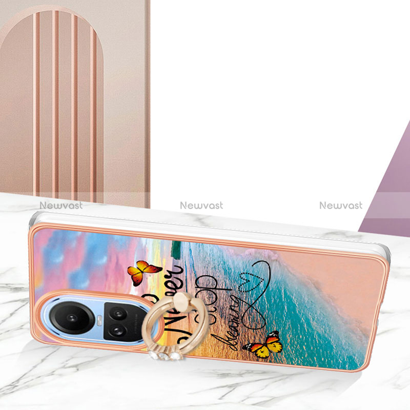 Silicone Candy Rubber Gel Fashionable Pattern Soft Case Cover with Finger Ring Stand YB3 for Oppo Reno10 5G