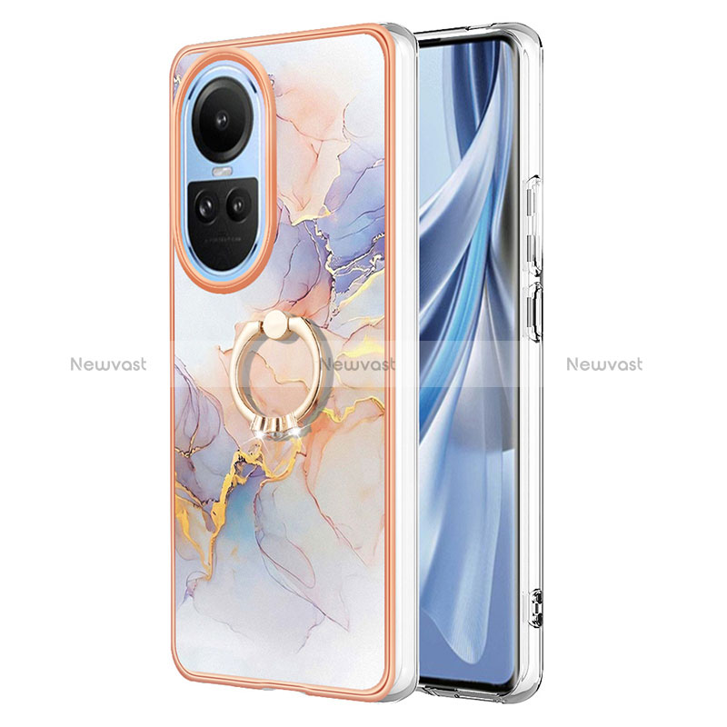Silicone Candy Rubber Gel Fashionable Pattern Soft Case Cover with Finger Ring Stand YB3 for Oppo Reno10 Pro 5G