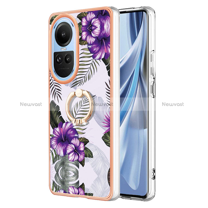 Silicone Candy Rubber Gel Fashionable Pattern Soft Case Cover with Finger Ring Stand YB3 for Oppo Reno10 Pro 5G