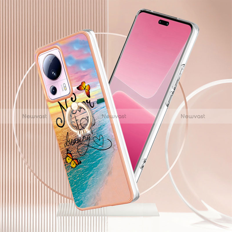 Silicone Candy Rubber Gel Fashionable Pattern Soft Case Cover with Finger Ring Stand YB3 for Xiaomi Civi 2 5G