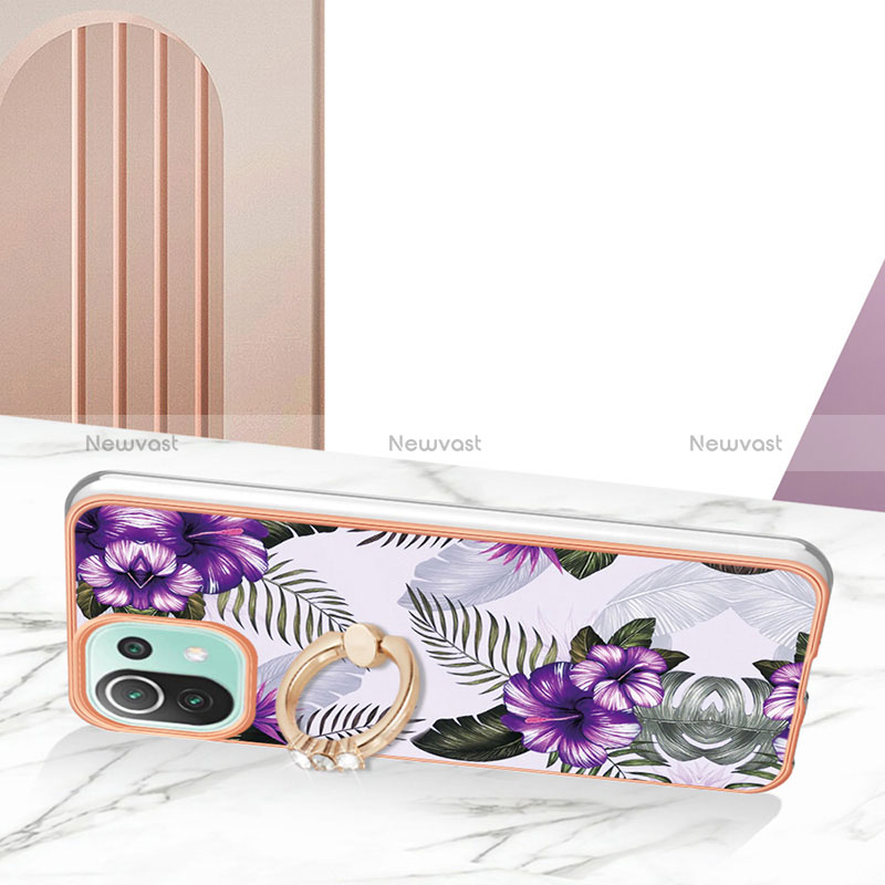 Silicone Candy Rubber Gel Fashionable Pattern Soft Case Cover with Finger Ring Stand YB3 for Xiaomi Mi 11 Lite 4G