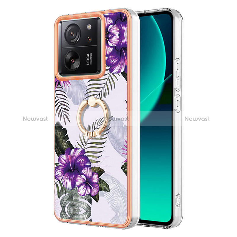 Silicone Candy Rubber Gel Fashionable Pattern Soft Case Cover with Finger Ring Stand YB3 for Xiaomi Mi 13T 5G