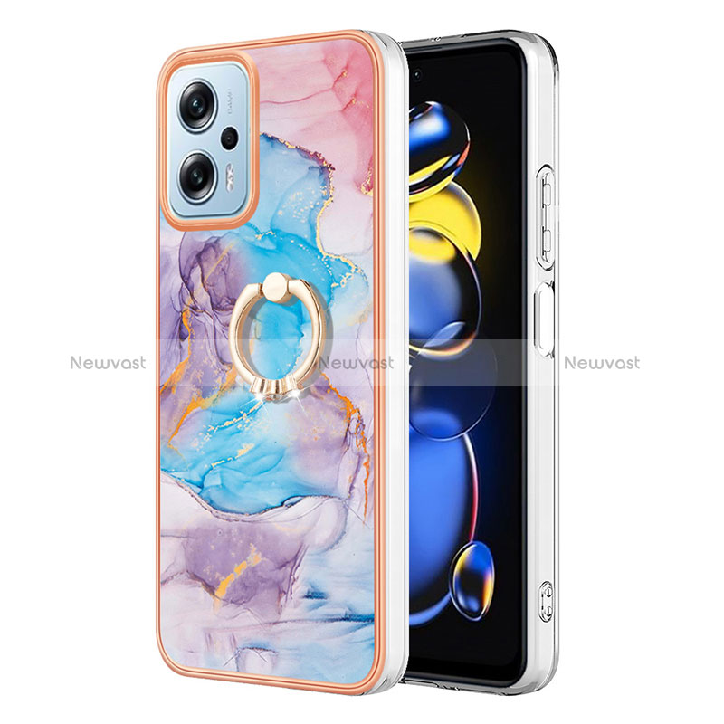 Silicone Candy Rubber Gel Fashionable Pattern Soft Case Cover with Finger Ring Stand YB3 for Xiaomi Poco X4 GT 5G