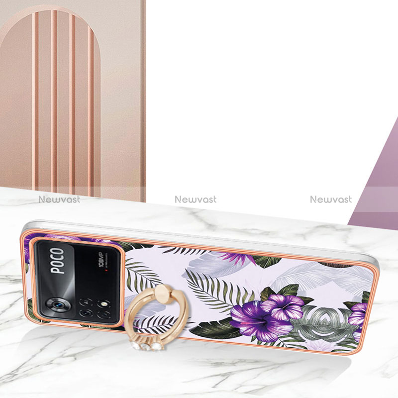 Silicone Candy Rubber Gel Fashionable Pattern Soft Case Cover with Finger Ring Stand YB3 for Xiaomi Poco X4 Pro 5G