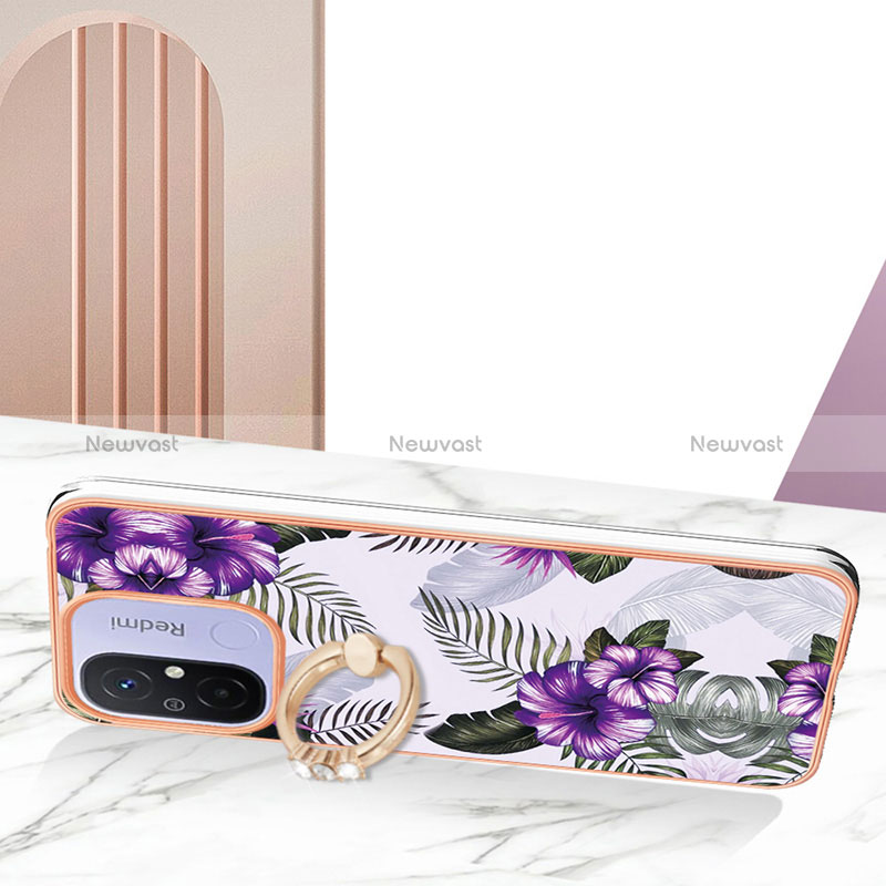 Silicone Candy Rubber Gel Fashionable Pattern Soft Case Cover with Finger Ring Stand YB3 for Xiaomi Redmi 11A 4G