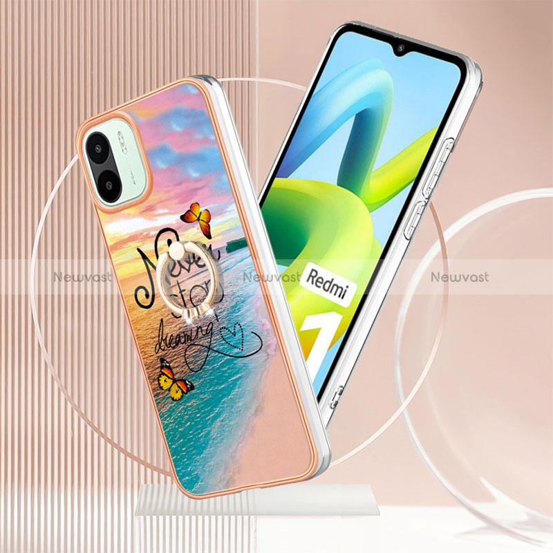 Silicone Candy Rubber Gel Fashionable Pattern Soft Case Cover with Finger Ring Stand YB3 for Xiaomi Redmi A2