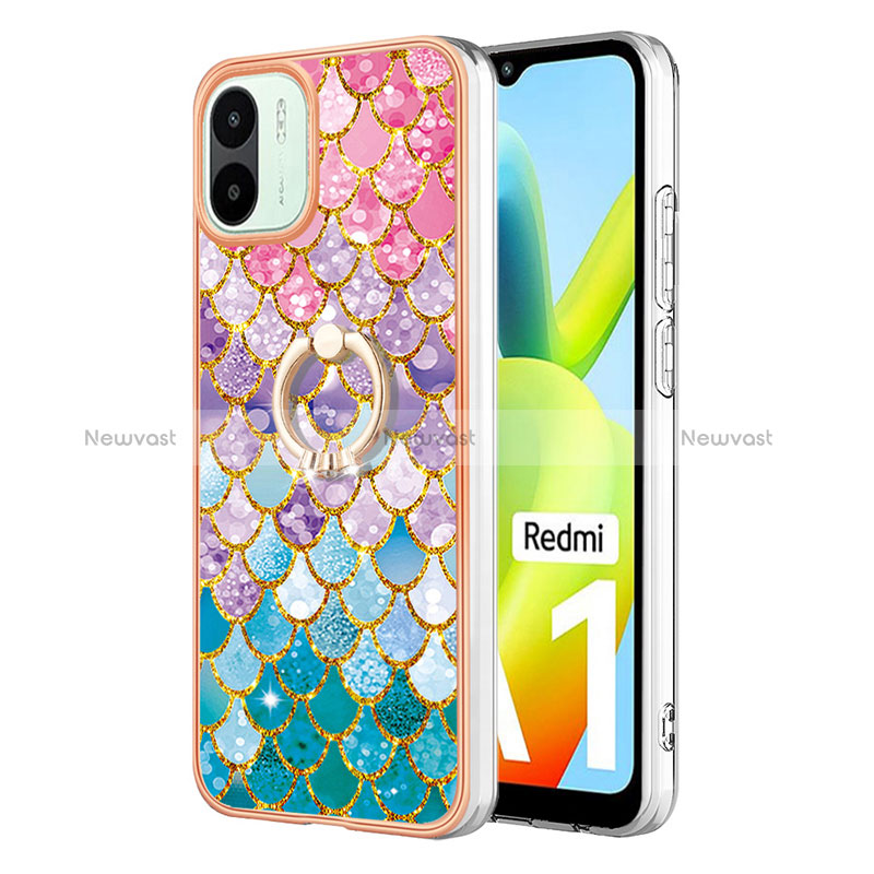 Silicone Candy Rubber Gel Fashionable Pattern Soft Case Cover with Finger Ring Stand YB3 for Xiaomi Redmi A2 Plus Colorful