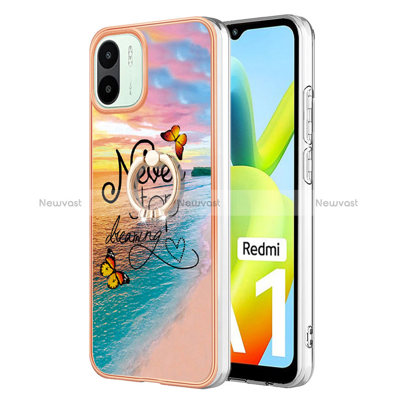 Silicone Candy Rubber Gel Fashionable Pattern Soft Case Cover with Finger Ring Stand YB3 for Xiaomi Redmi A2 Plus Mixed