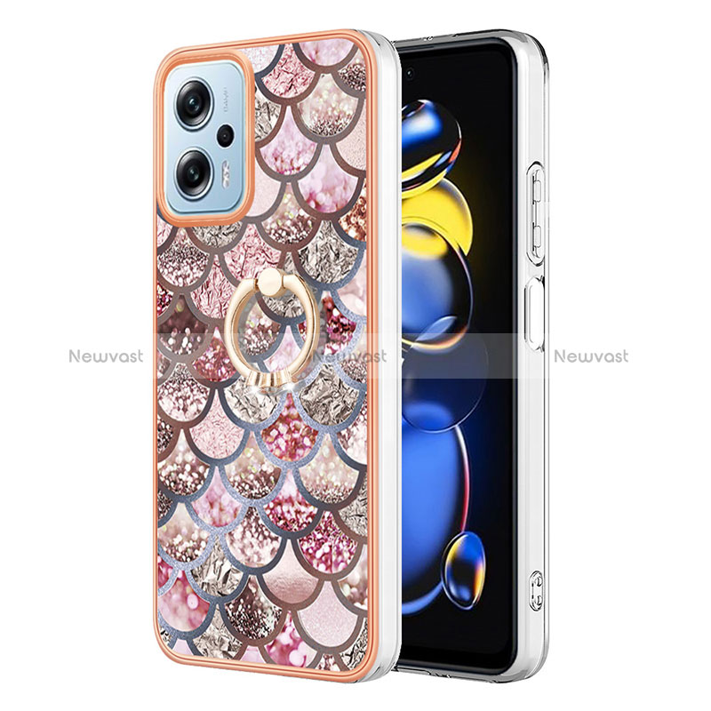 Silicone Candy Rubber Gel Fashionable Pattern Soft Case Cover with Finger Ring Stand YB3 for Xiaomi Redmi K50i 5G