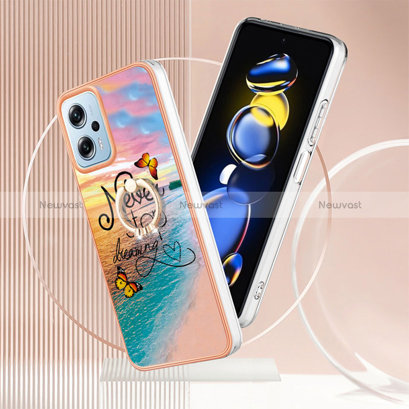 Silicone Candy Rubber Gel Fashionable Pattern Soft Case Cover with Finger Ring Stand YB3 for Xiaomi Redmi Note 11 Pro+ Plus 5G