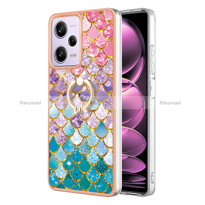 Silicone Candy Rubber Gel Fashionable Pattern Soft Case Cover with Finger Ring Stand YB3 for Xiaomi Redmi Note 12 Pro 5G