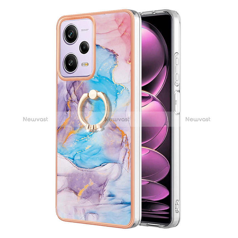 Silicone Candy Rubber Gel Fashionable Pattern Soft Case Cover with Finger Ring Stand YB3 for Xiaomi Redmi Note 12 Pro 5G