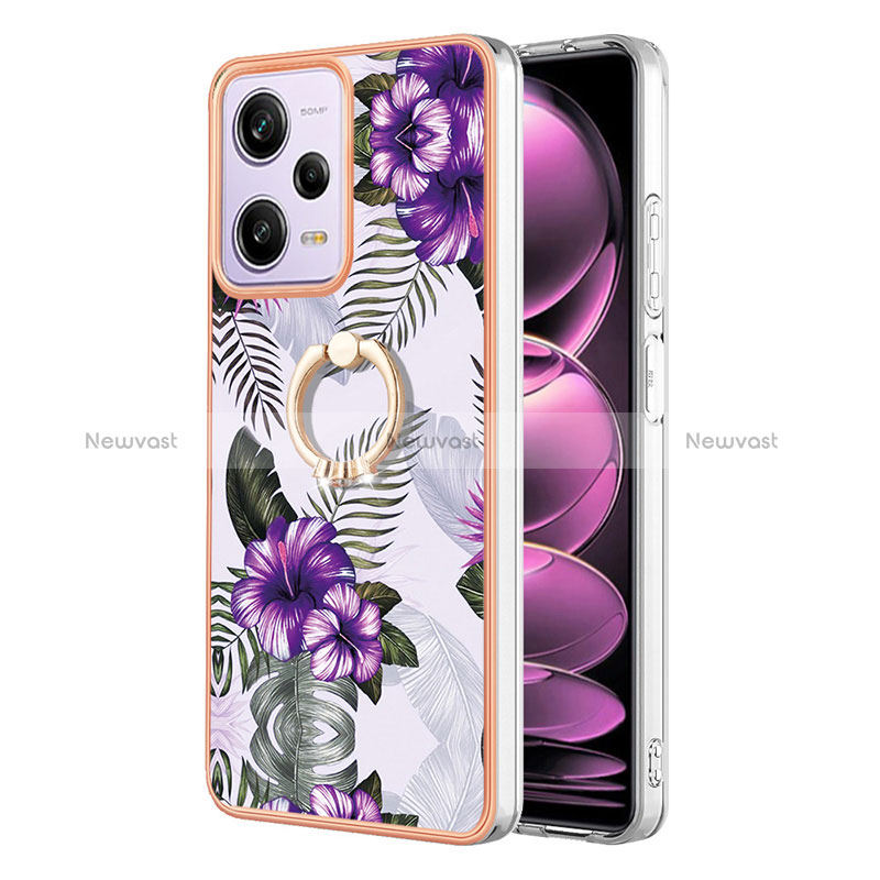 Silicone Candy Rubber Gel Fashionable Pattern Soft Case Cover with Finger Ring Stand YB3 for Xiaomi Redmi Note 12 Pro 5G