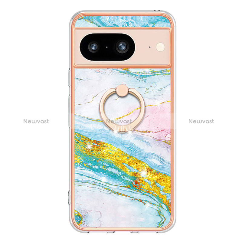 Silicone Candy Rubber Gel Fashionable Pattern Soft Case Cover with Finger Ring Stand YB5 for Google Pixel 8 5G