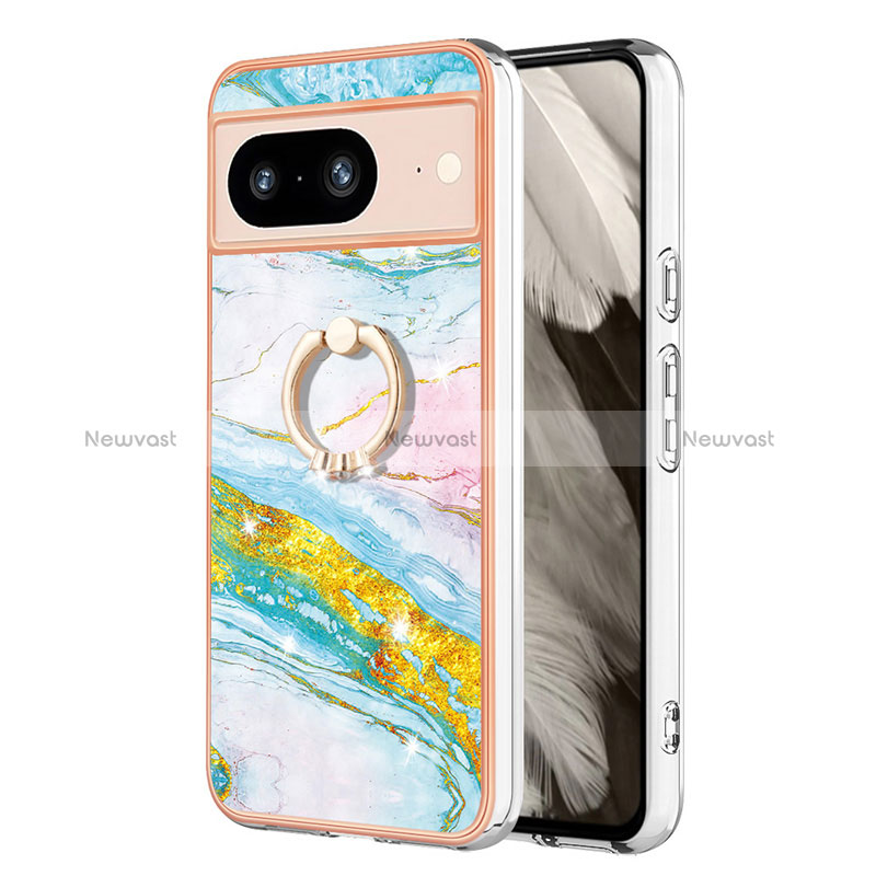 Silicone Candy Rubber Gel Fashionable Pattern Soft Case Cover with Finger Ring Stand YB5 for Google Pixel 8 5G