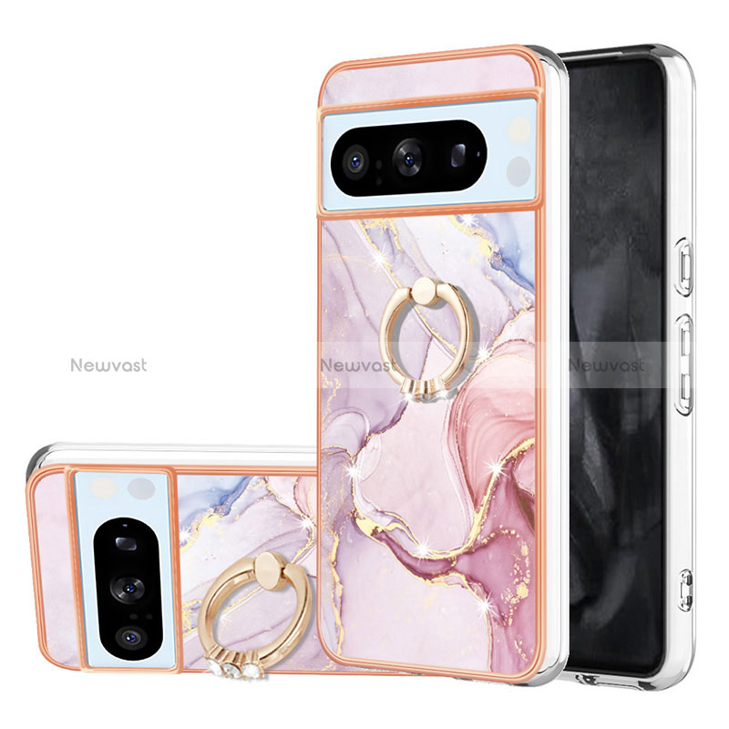 Silicone Candy Rubber Gel Fashionable Pattern Soft Case Cover with Finger Ring Stand YB5 for Google Pixel 8 Pro 5G
