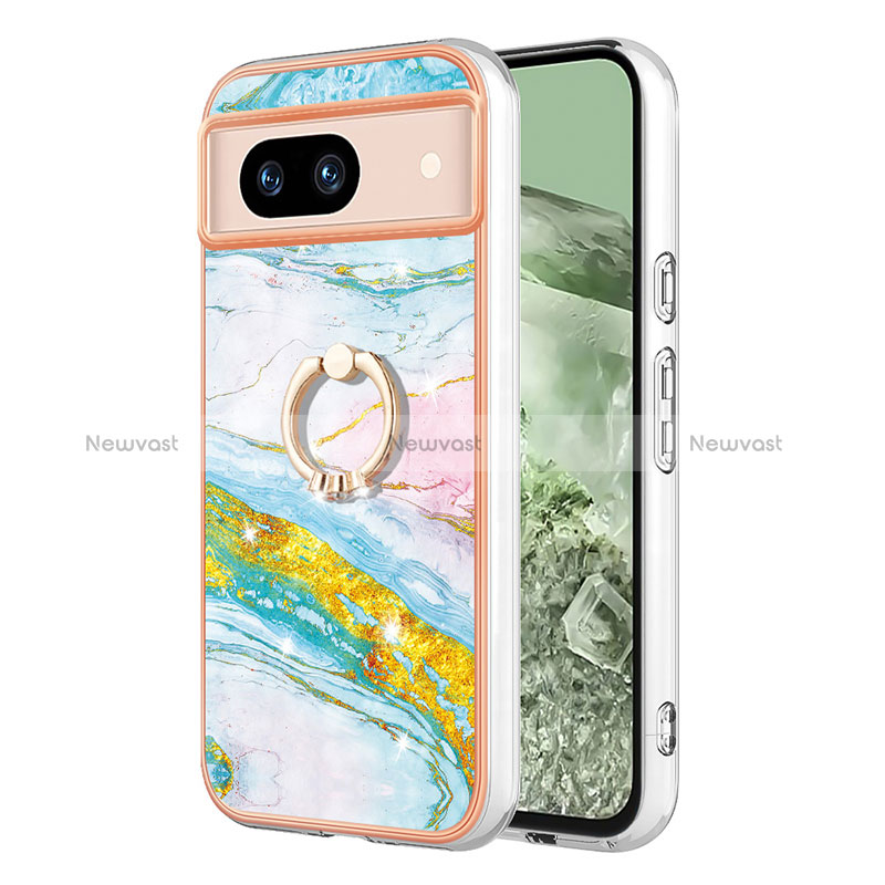 Silicone Candy Rubber Gel Fashionable Pattern Soft Case Cover with Finger Ring Stand YB5 for Google Pixel 8a 5G