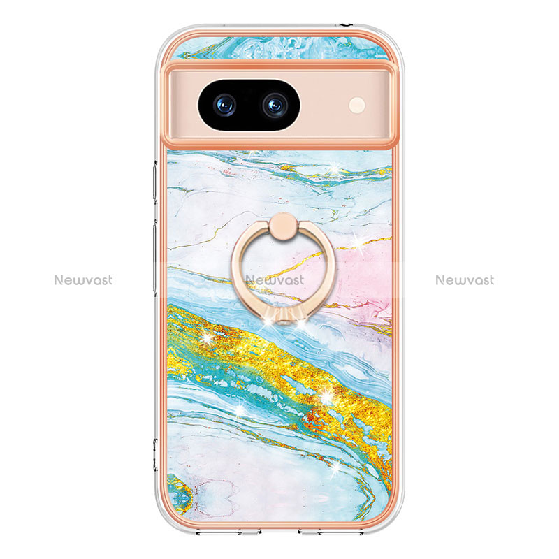 Silicone Candy Rubber Gel Fashionable Pattern Soft Case Cover with Finger Ring Stand YB5 for Google Pixel 8a 5G